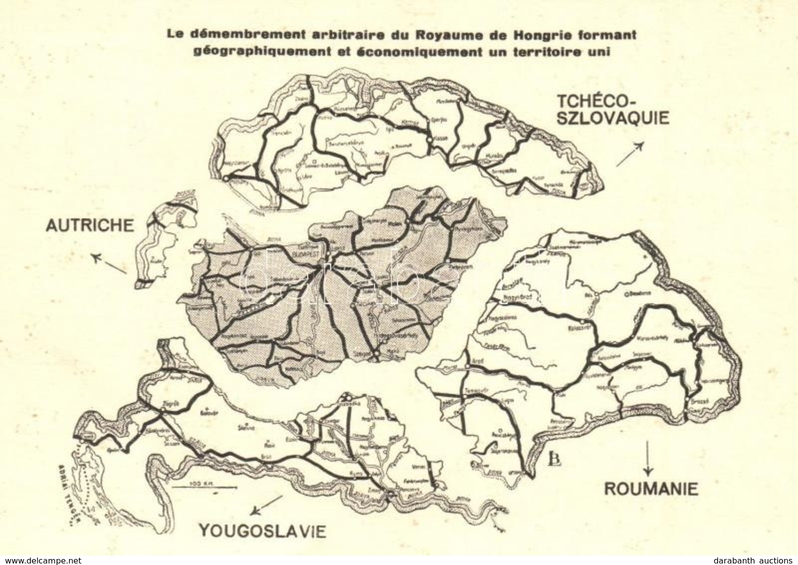 ** T1 A Feldarabolt Magyarország; Kiadja A Magyar Nemzeti Szövetség, Francia Nyelv? Lap / Trianon Map Of The Dismembered - Sin Clasificación