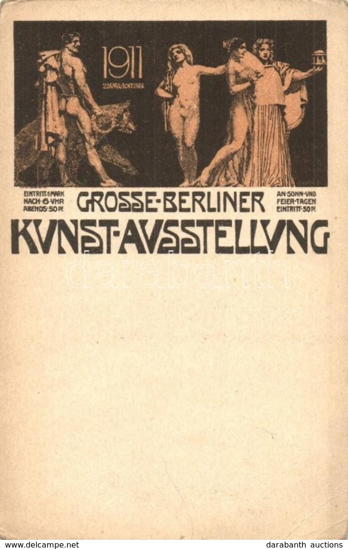 ** T2/T3 1911 Grosse Berliner Kunst Ausstellung / Art Exhibition Advertisement Postcard (EK) - Non Classés