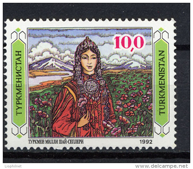 TURKMENISTAN 1992, Yvert 3, Jeune Fille Folklore, 1 Valeur, Neuf / Mint. R146folk - Turkménistan