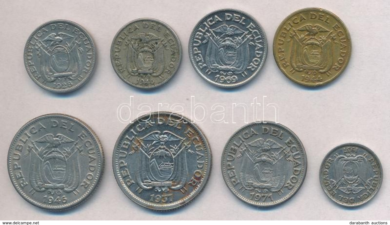 Ecuador 1928-1971. 5c-1S (8xklf) T:1-,2,2-
Ecuador 1928-1971. 5 Centavos - 1 Sucre (8xdiff) C:AU,XF,VF - Unclassified