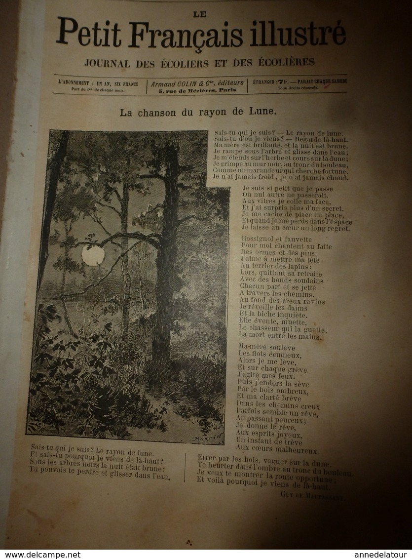 1890 Le Petit Français Illustré : La Chanson Du Rayon De Lune; 180.000 Chats Embaumés Depuis 3000 Ans; Etc - 1850 - 1899