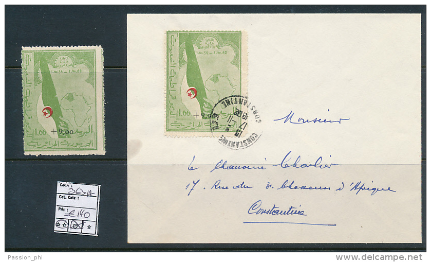 ALGERIE 1962 ISSUE YVERT 363A MNH + COVER CONSTANTINES 17/11/1962 - Algérie (1962-...)