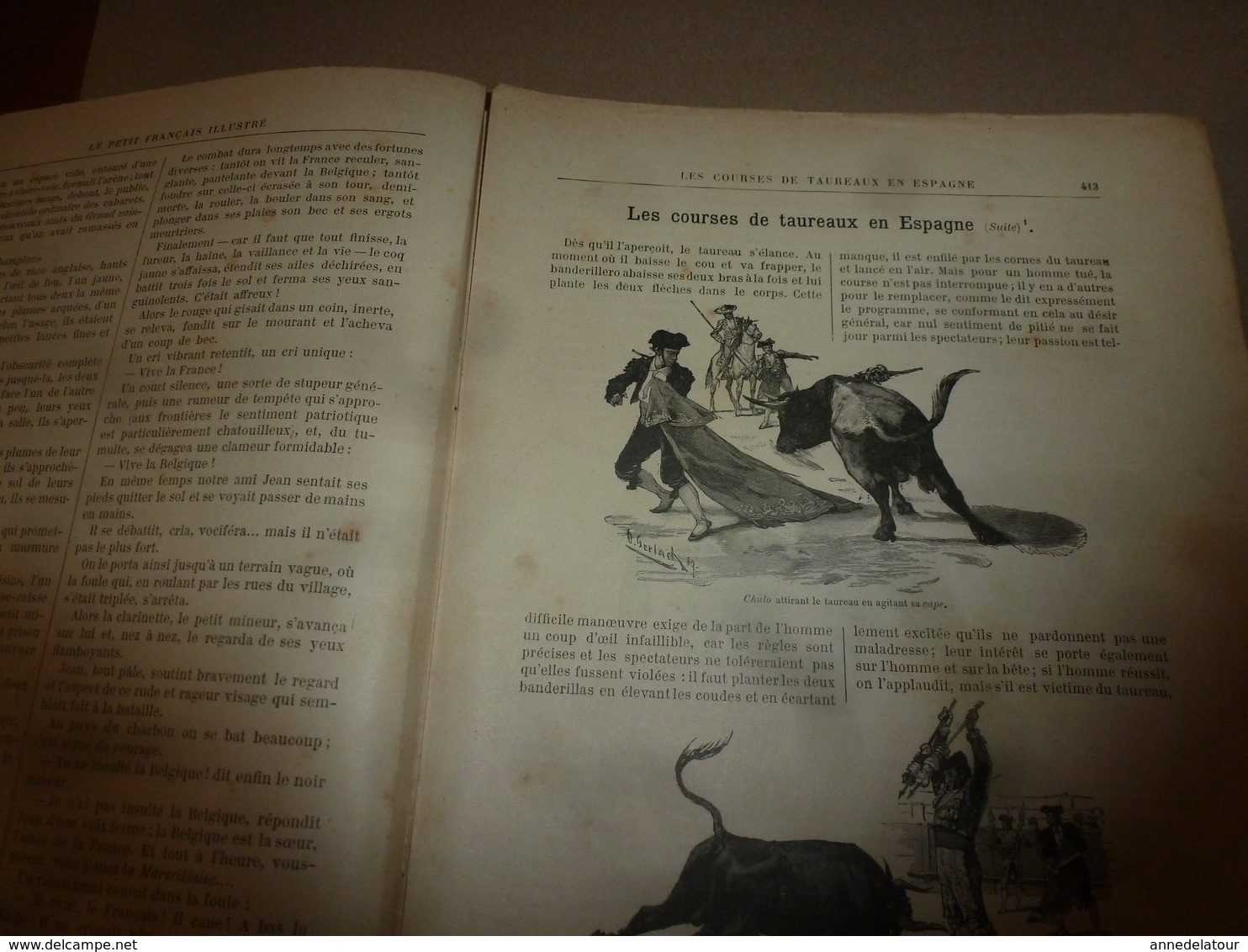 1890 Le Petit Français Illustré : Combat De Coqs; Les Courses De Taureaux En Espagne;Combat Araignée Contre Poisson ;etc - 1850 - 1899