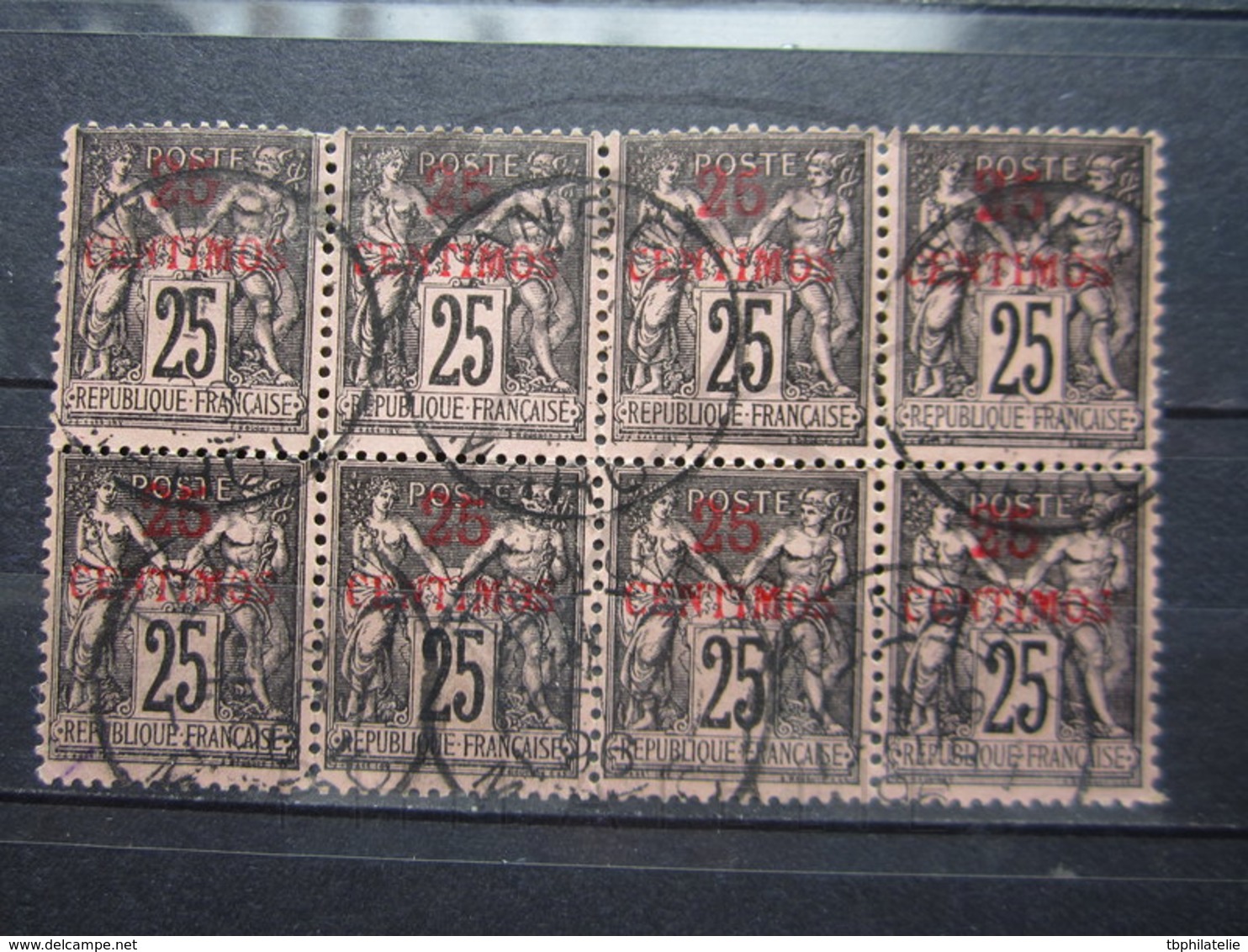 VEND TIMBRES DU MAROC N° 5 EN BLOC DE 8 , CACHETS " TANGER " !!! - Used Stamps