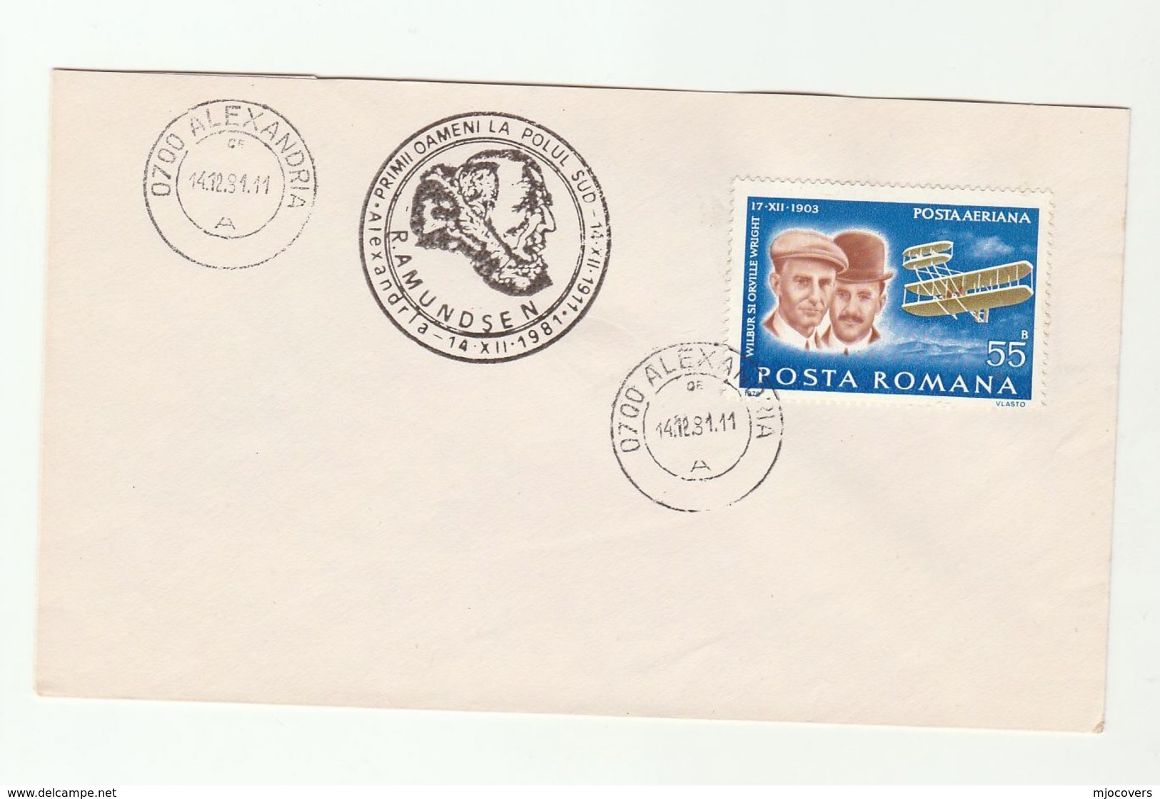 1981 AMUNDSEN ANTARCTIC EXPEDITION Anniv EVENT COVER  ROMANIA Stamps Polar Aviation - Polar Explorers & Famous People