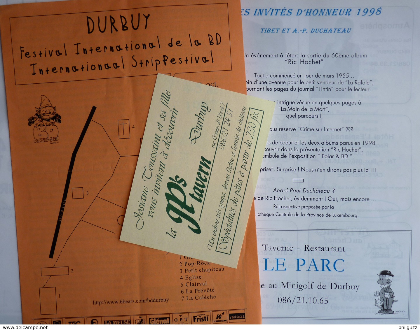 PROGRAMME FESTIVAL DE DURBUY 1998 ET FLYERS 1997 RIC HOCHET TIBET ET HAUSMANN - Altri & Non Classificati