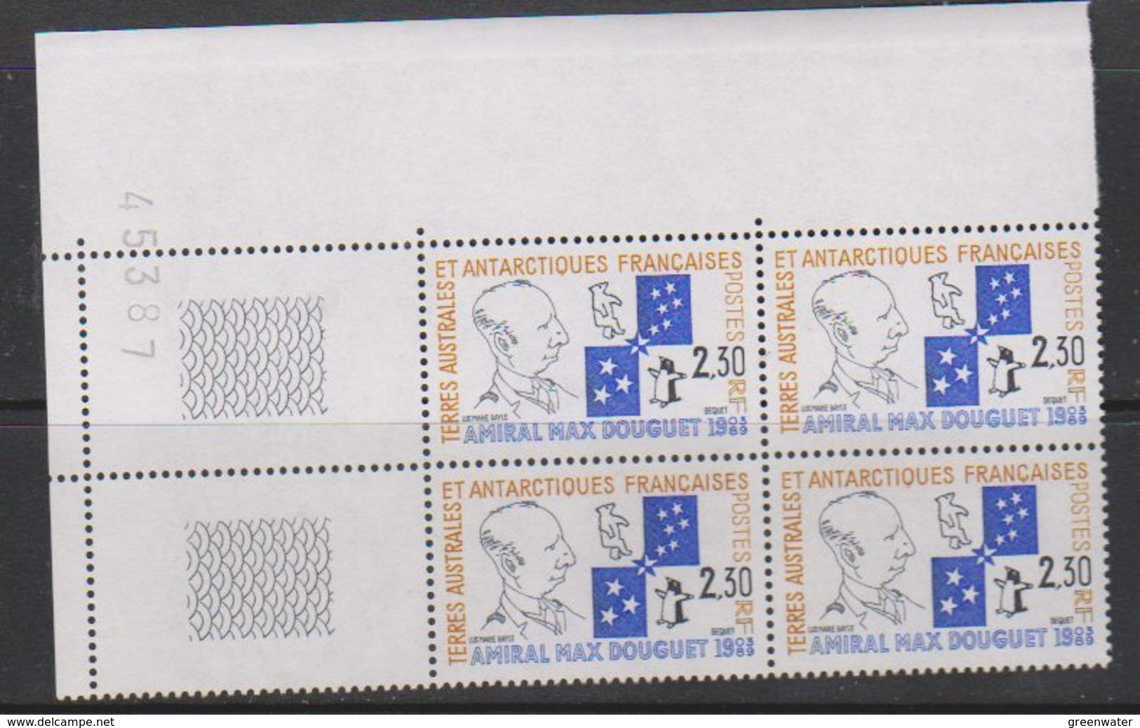 TAAF 1991 Amiral Max Douguet 1v Bl Of 4 (corner) ** Mnh (39646E) - Ongebruikt