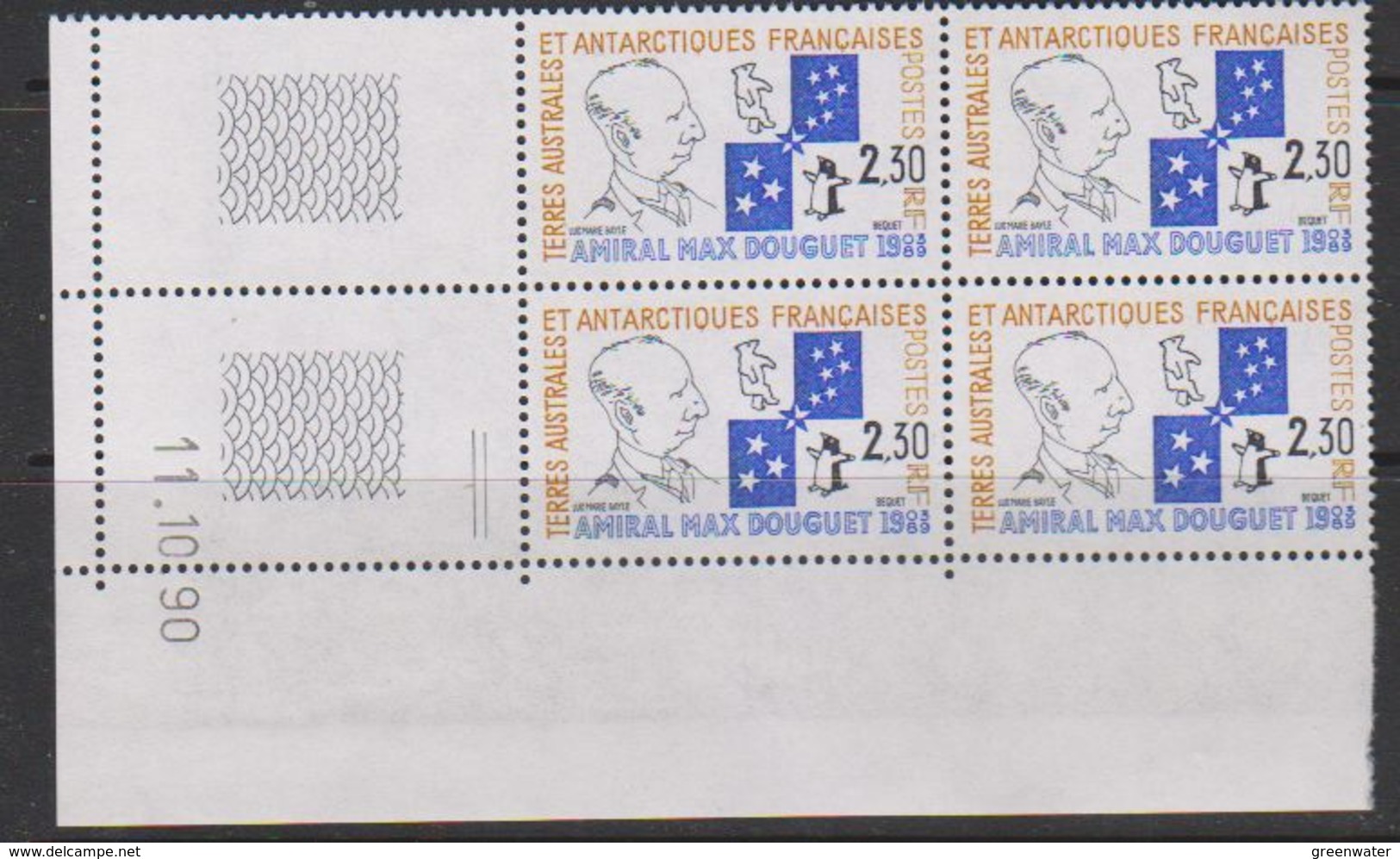 TAAF 1991 Amiral Max Douguet 1v Bl Of 4 (corner, Printing Date) ** Mnh (39646F) - Unused Stamps