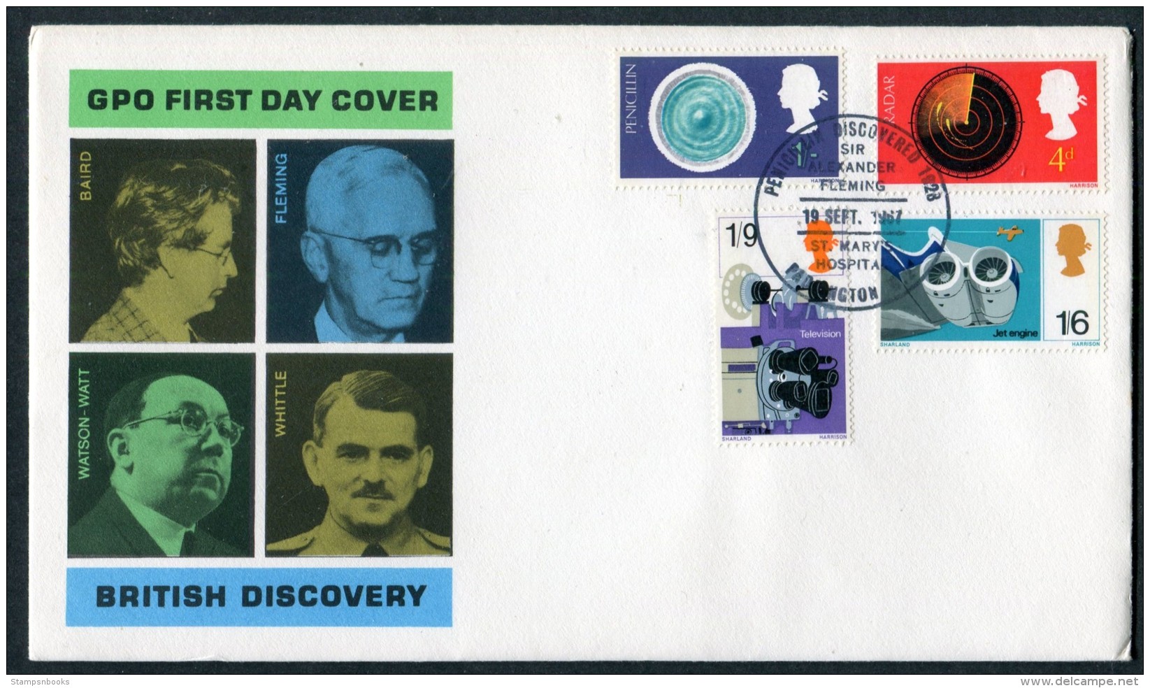 1967 GB British Discoveries First Day Cover. Alexander Fleming, St Mary's Hospital, Paddington - 1952-1971 Pre-Decimal Issues