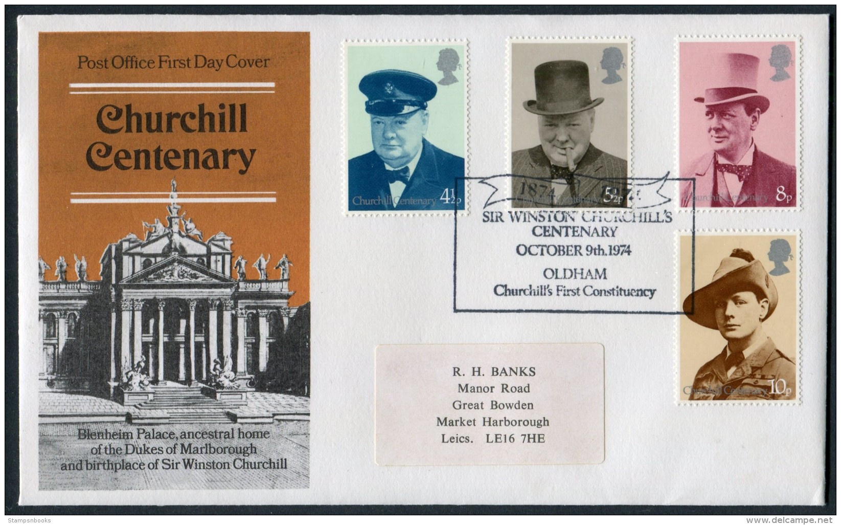 1974 GB Churchill First Day Cover. Oldham - 1971-1980 Decimal Issues