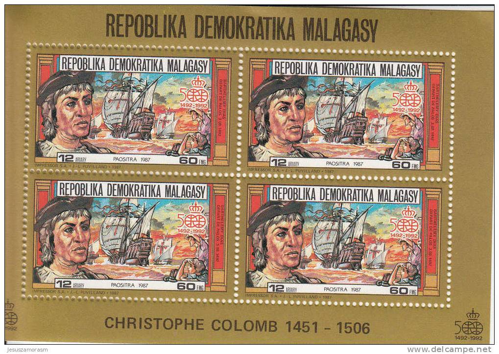 Madagascar Hb Michel 59A Al 64A En Oro - Madagascar (1960-...)