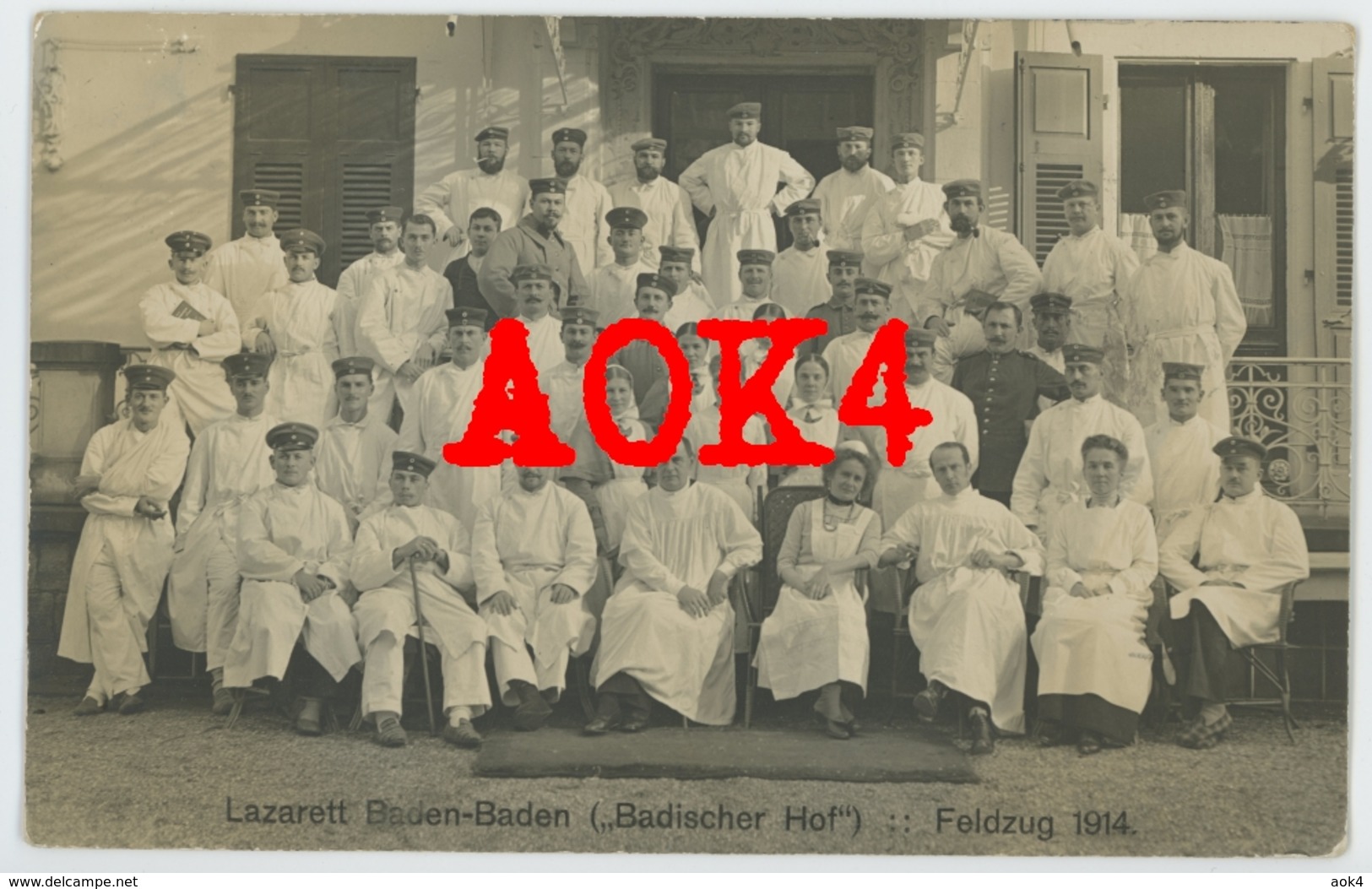 BADEN BADEN Badischer Hof Lazarett Krankenschwester 1914 Feldpost Verwundete Arzt Rotes Kreuz - Weltkrieg 1914-18