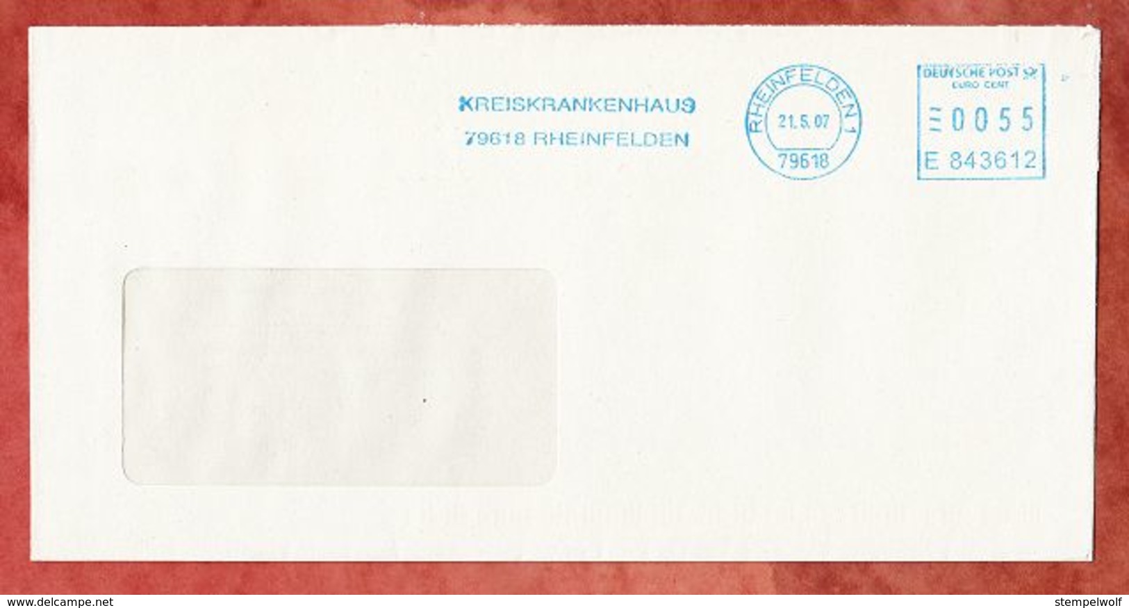 Brief, Pitney Bowes E843612, Kreiskrankenhaus Rheinfelden, 55 C, 2007 (54908) - Máquinas Franqueo (EMA)