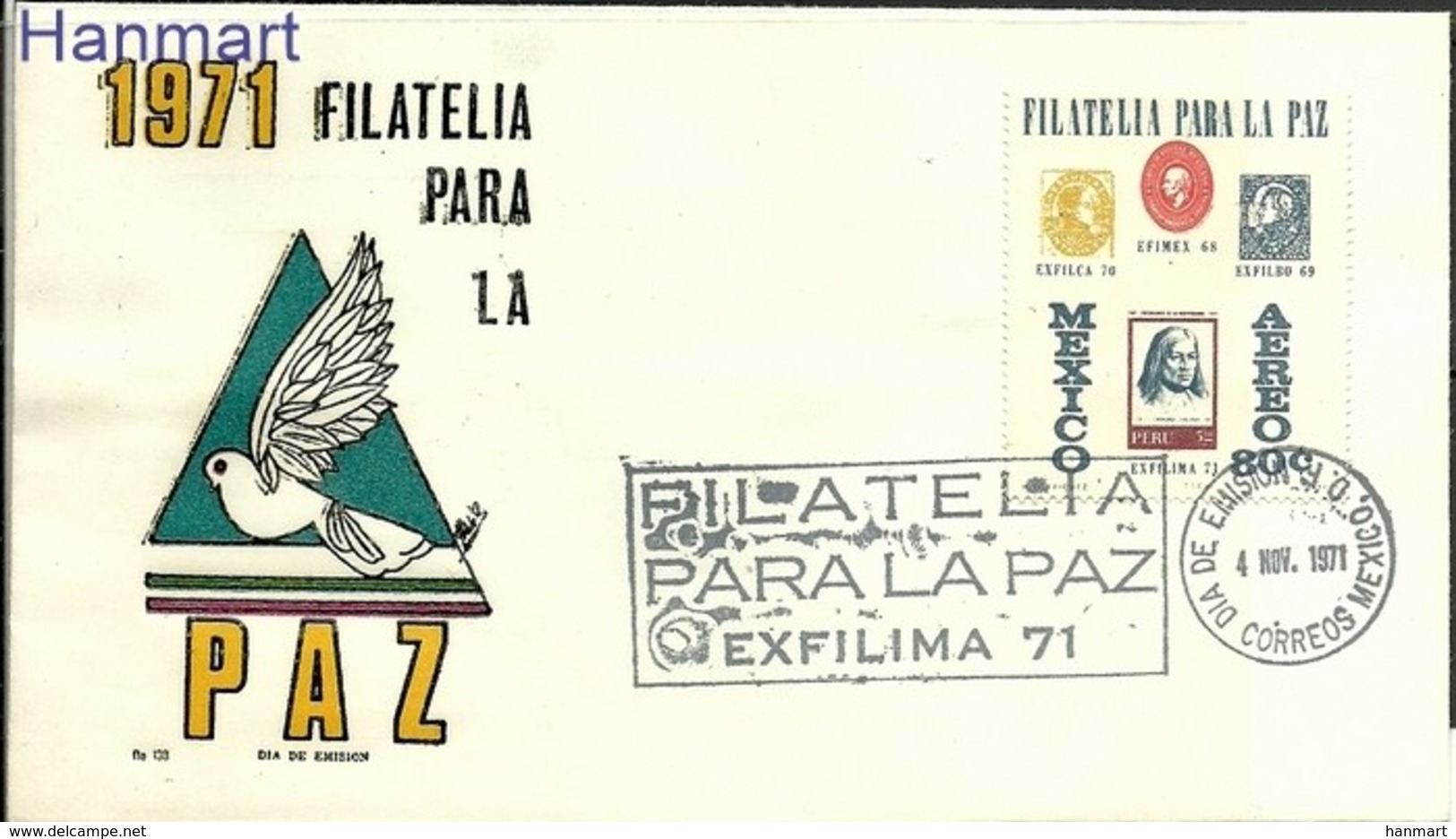 Mexico 1971 Mi 1353 FDC ( FDC ZS1 MXC1353 ) - Stamps On Stamps