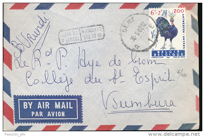 RUANDA URUNDI BURUNDI INCOMING MAIL FROM GENT 30.06.62 TO USUMBURA ARRIVAL ON THE BACK - Oblitérés