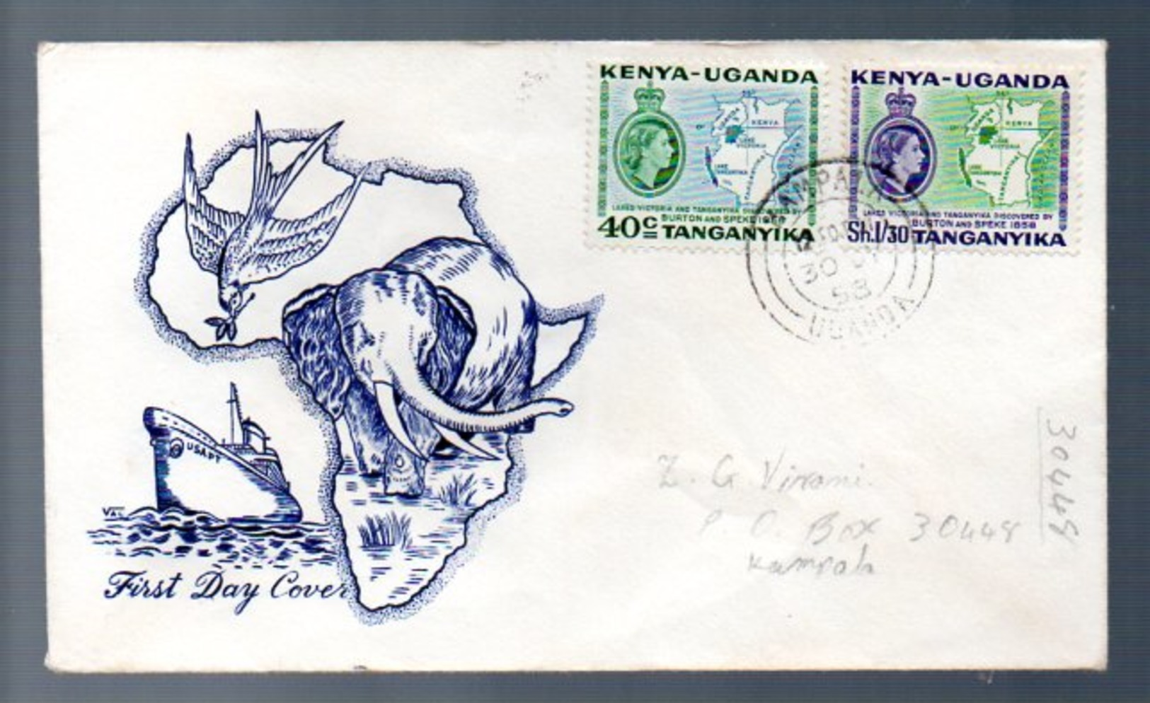 Elephant Scarce Early FDC 1953 (265) - Kenya, Uganda & Tanganyika