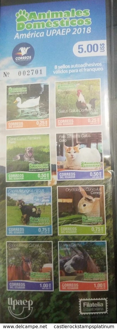 O) 2018 ECUADOR, AMERICA UPAEP, DOMESTIC ANIMALS -GOOSE-ROOSTER-DOG-CAT-GOAT-RABBIT-HORSE-CALL, STICKERS-ADHESIVES XF - Ecuador