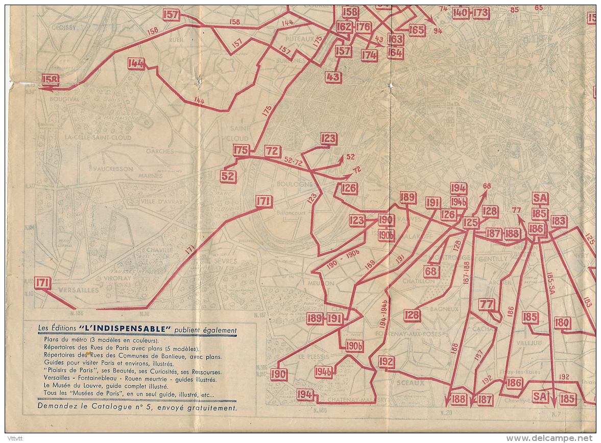 Ancien Plan "L'INDISPENSABLE", Lignes Autobus Et Autocars Paris-Banlieue, Métro - Europe