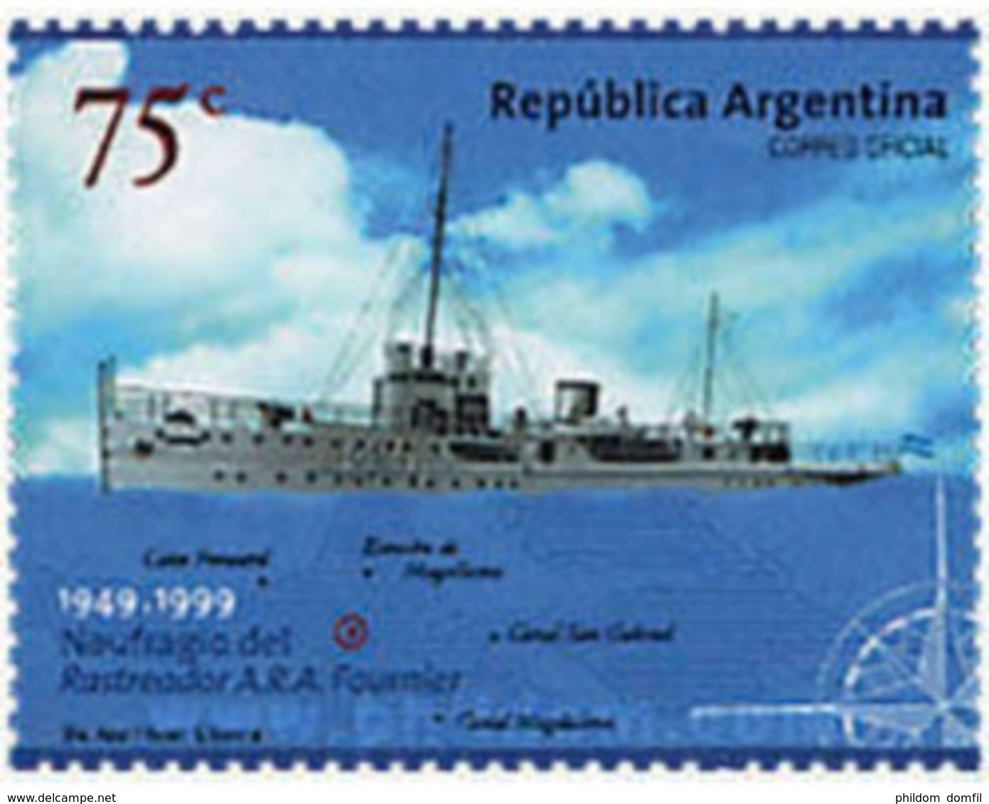 Ref. 75811 * MNH * - ARGENTINA. 1999. 50 ANIVERSARIO DEL NAUFRAGIO DEL A.R.A "FOURNIER" - Bateaux