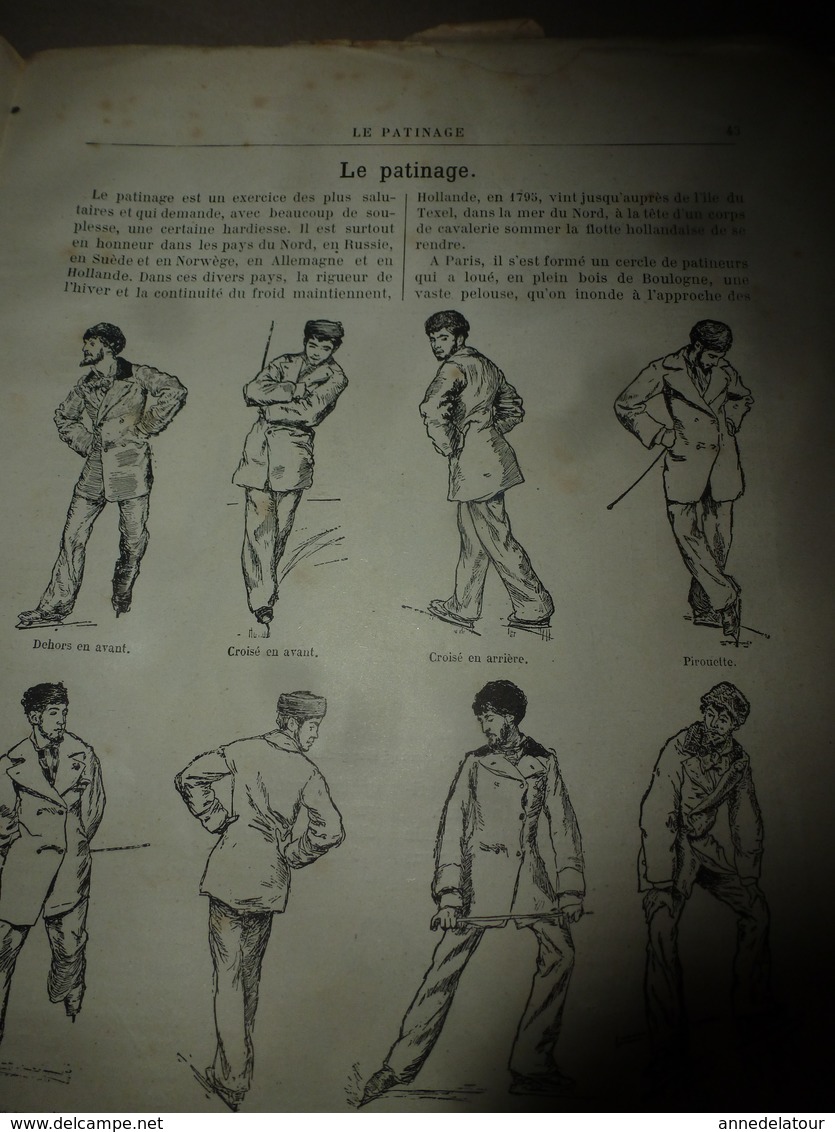 1890 Le Petit Français Illustré :Patinage-attitudes ; Théâtre En Chine; La Tour Effel Du Père Thibaud;Avec Du Papier;etc - 1850 - 1899