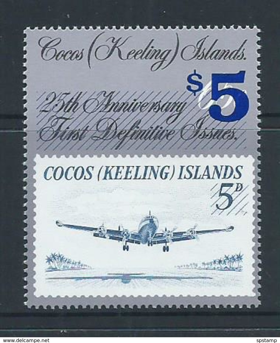 Cocos Keeling Island 1990 $5 Surcharge On 65c Stamp Anniversary Plane MNH - Cocos (Keeling) Islands