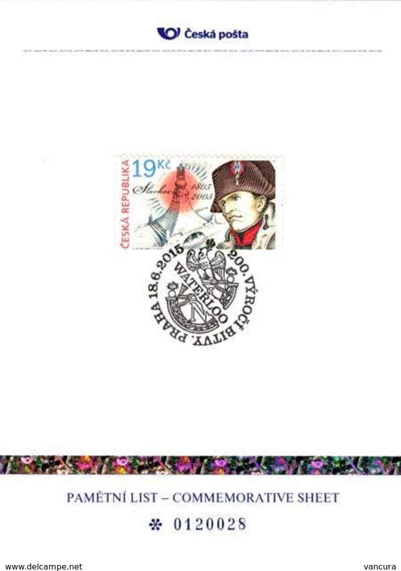 PLZ 55 Czech Republic 200th Anniversary Of The Waterloo Battle 2015 Hologram - Napoleone