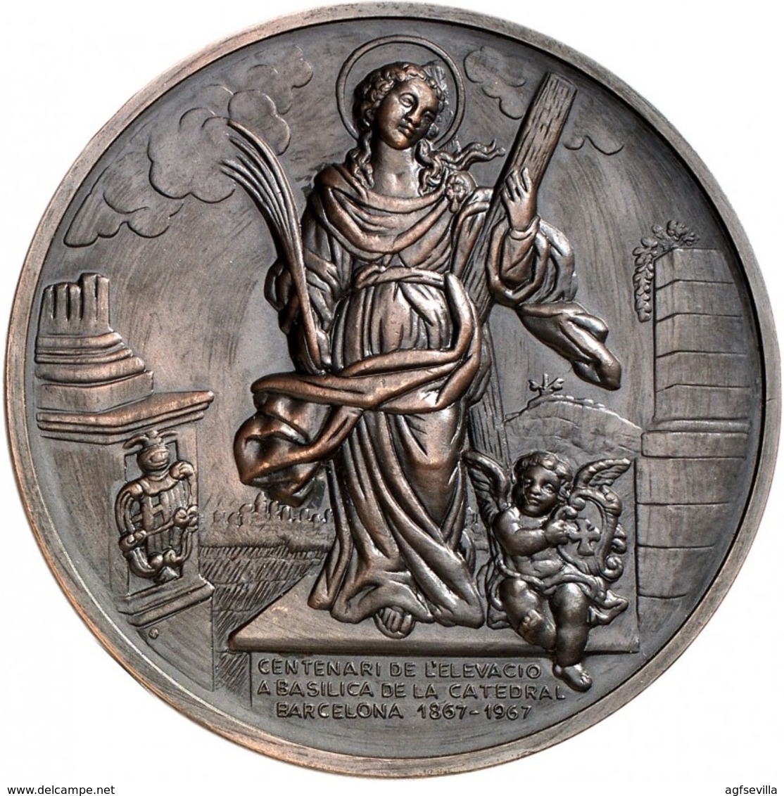 ESPAÑA. MEDALLA CENTENARIO ELEVACIÓN A BASÍLICA DE LA CATEDRAL DE BARCELONA. 1.967. ESPAGNE. SPAIN MEDAL - Professionnels/De Société