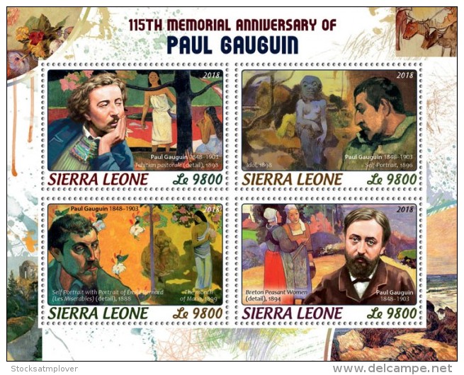Sierra Leone 2018    Paul  Gauguin  Paintings S201806 - Sierra Leone (1961-...)