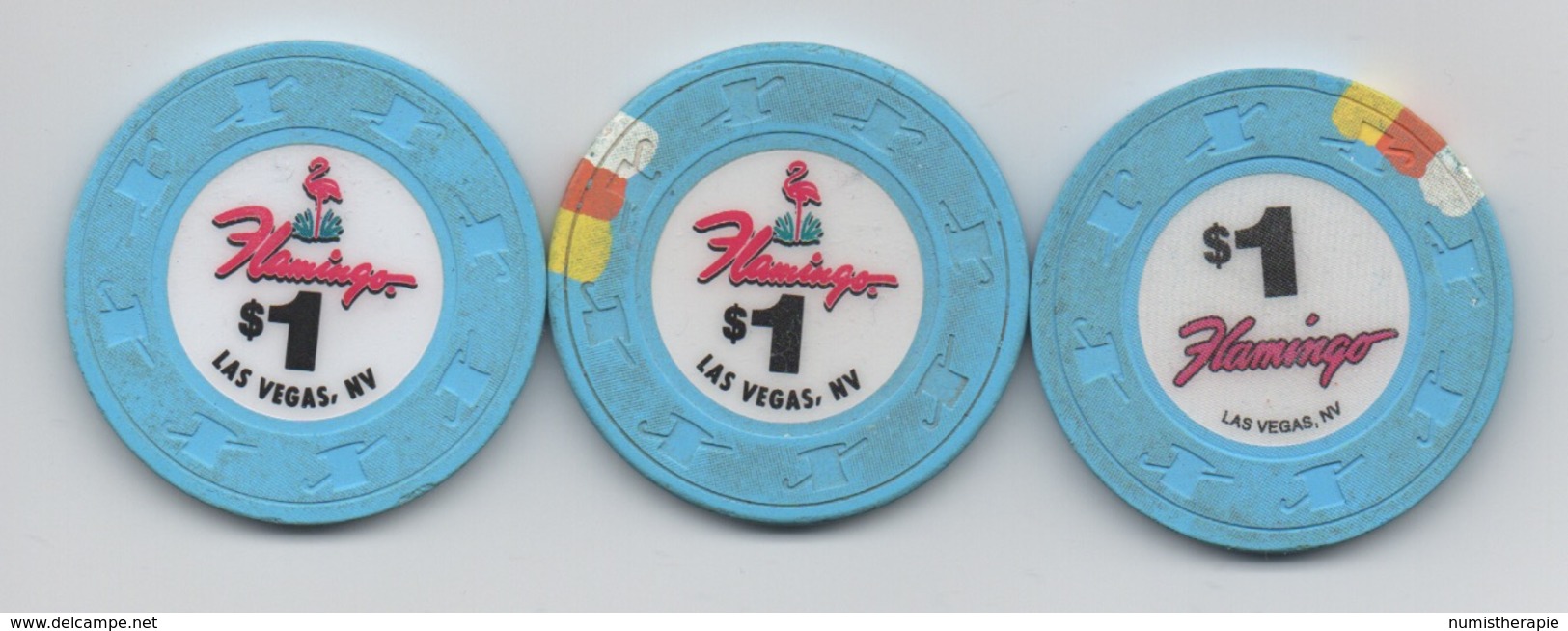 Lot De 3 Jetons Différentes : Flamingo Las Vegas $1 - Casino