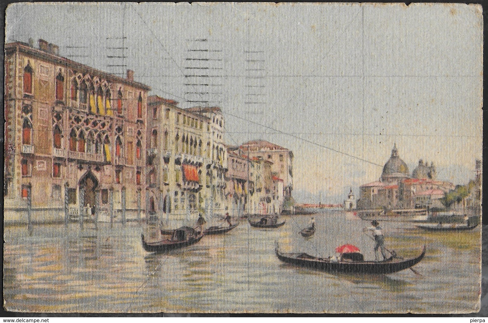 VENETO - VENEZIA - CANAL GRANDE - FORMATO PICCOLO - VIAGGIATA1922 FRANCOBOLLO ASPORTATO - Venezia