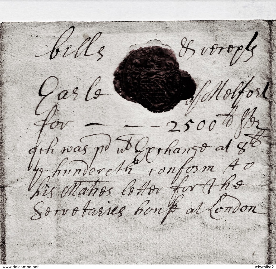 1688 Letter From  "Da Lindfell (?), Windsor" "for The Laird Of Kirkconnell, One Of His Maj's Receivers".  Ref 0559 - Other & Unclassified