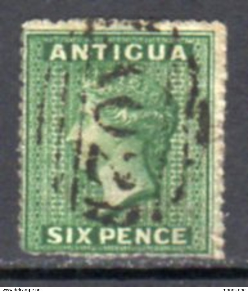 Antigua QV 1863-7 6d Green, Wmk. Small Star, Used, SG 8 - 1858-1960 Crown Colony