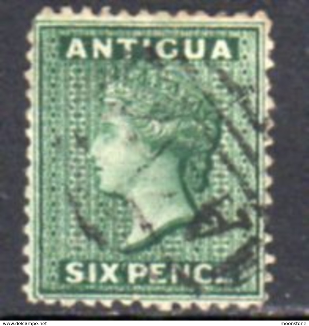 Antigua QV 1872 6d Blue-green, Wmk. Crown CC, Perf, 12½, Used, SG 15 - 1858-1960 Crown Colony