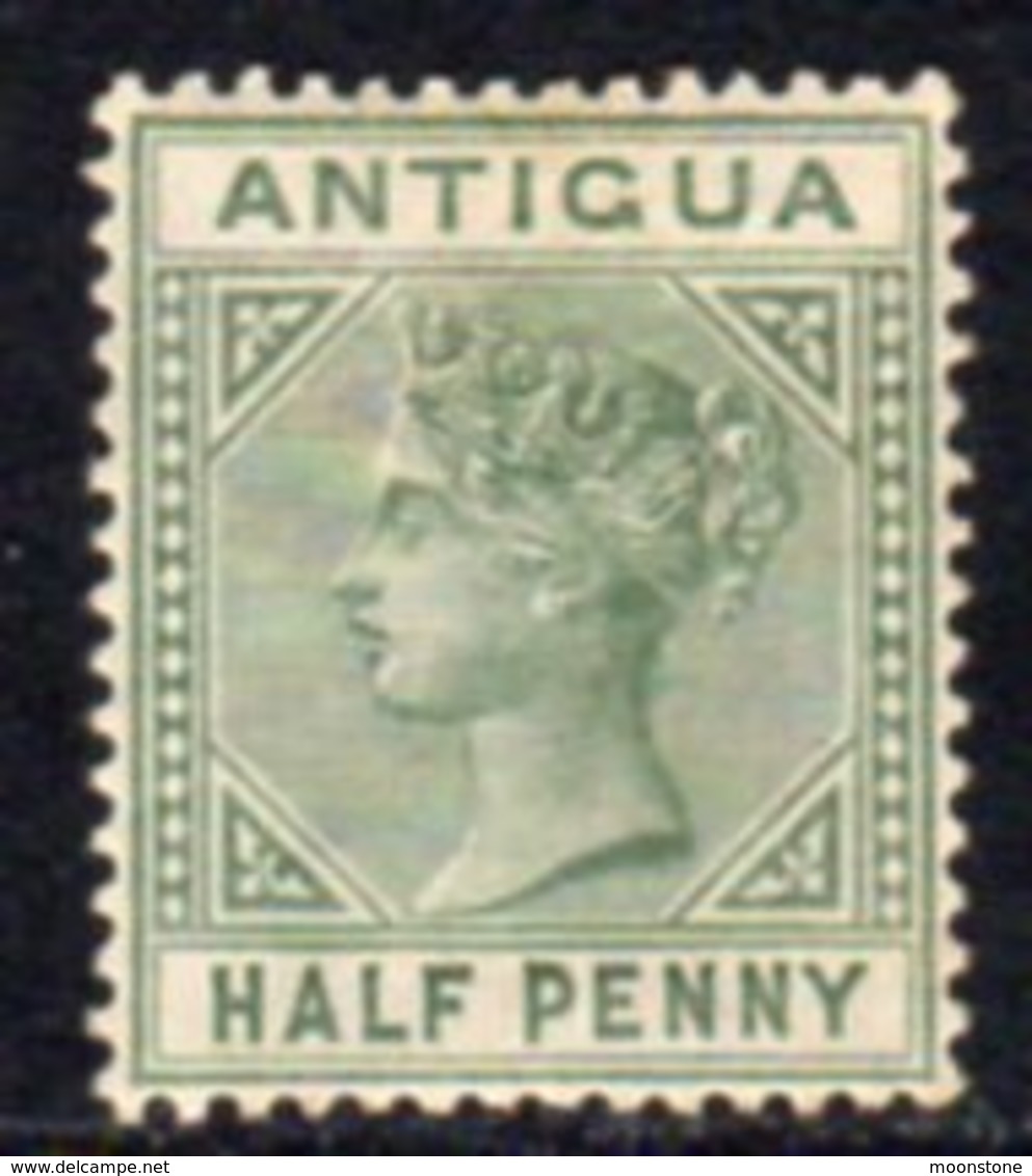 Antigua QV 1882 ½d Dull Green, Wmk. Crown CA, Perf, 14, Hinged Mint, SG 21 - 1858-1960 Crown Colony