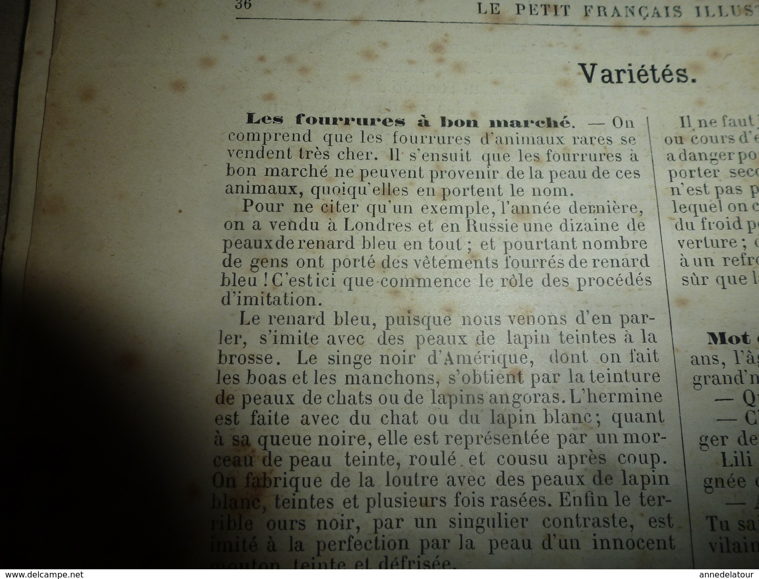 1890 Le Petit Français Illustré :Les Montagnes Russes Artificielles;Comment Faire Des FAUSSES FOURRURES Comme Des Vraies - 1850 - 1899