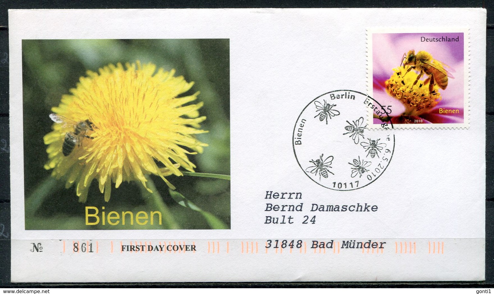 First Day Cover Germany 2010 Mi.Nr.2798 (Bogenmarke) Ersttagsbrief"Bienen-Honigbiene"1 FDC - Abeilles