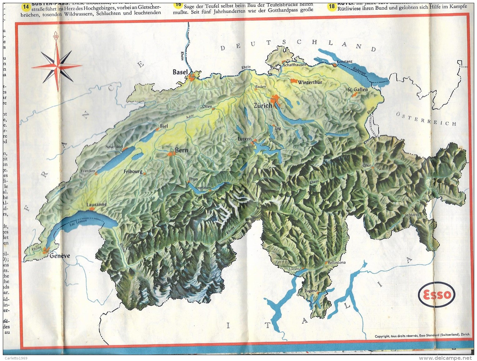 ESSO STRADARIO SWITZERLAND ANNI 50/60 BUONE CONDIZIONI - Dépliants Turistici