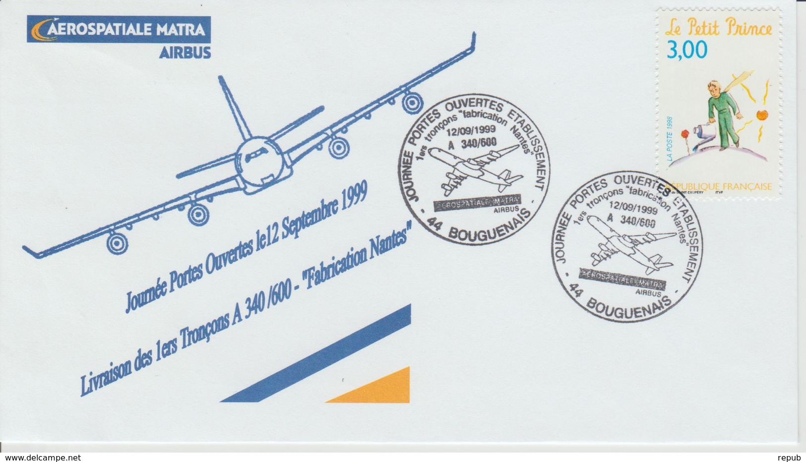 Oblitération Bougenais 1999 Porte Ouverte Aérospatiale Airbus - Commemorative Postmarks