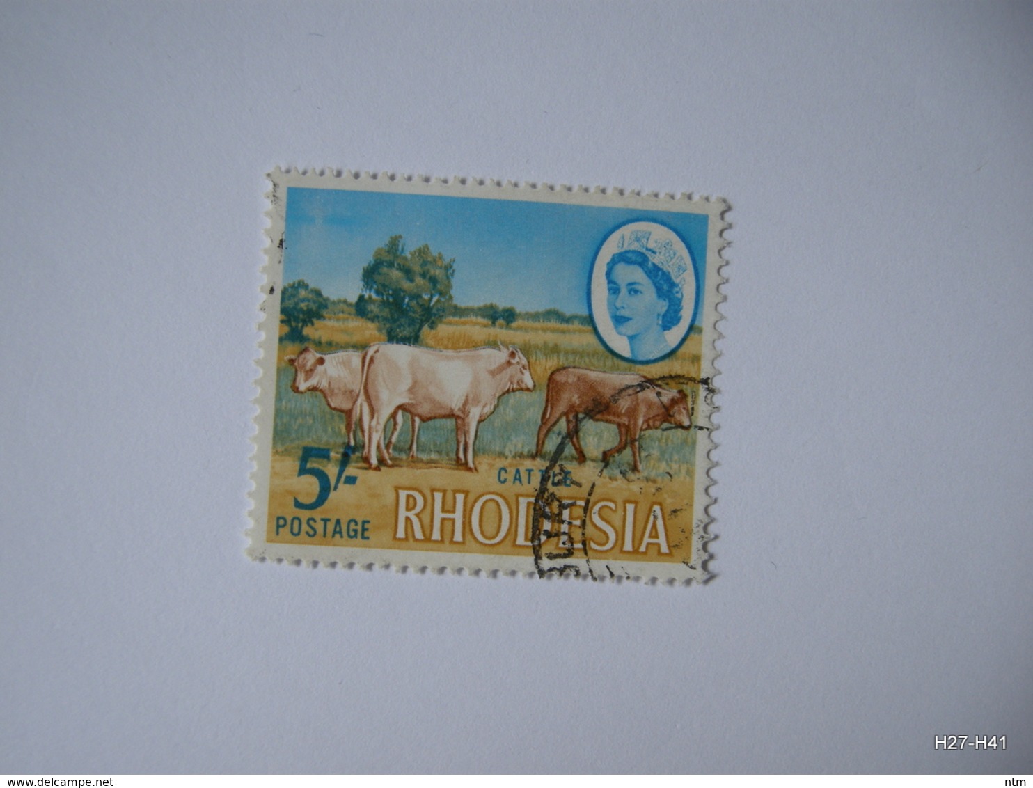 RHODESIA 1966. Queen Elizabeth II. 5s. Cattle. SG 385. Used. - Southern Rhodesia (...-1964)