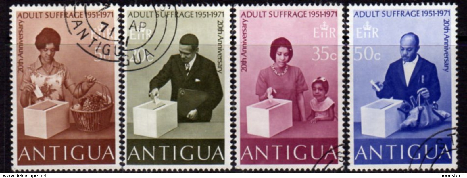 Antigua 1971 20th Anniversary Of Adult Suffrage Set Of 4, Used, SG 296/9 - 1960-1981 Autonomie Interne