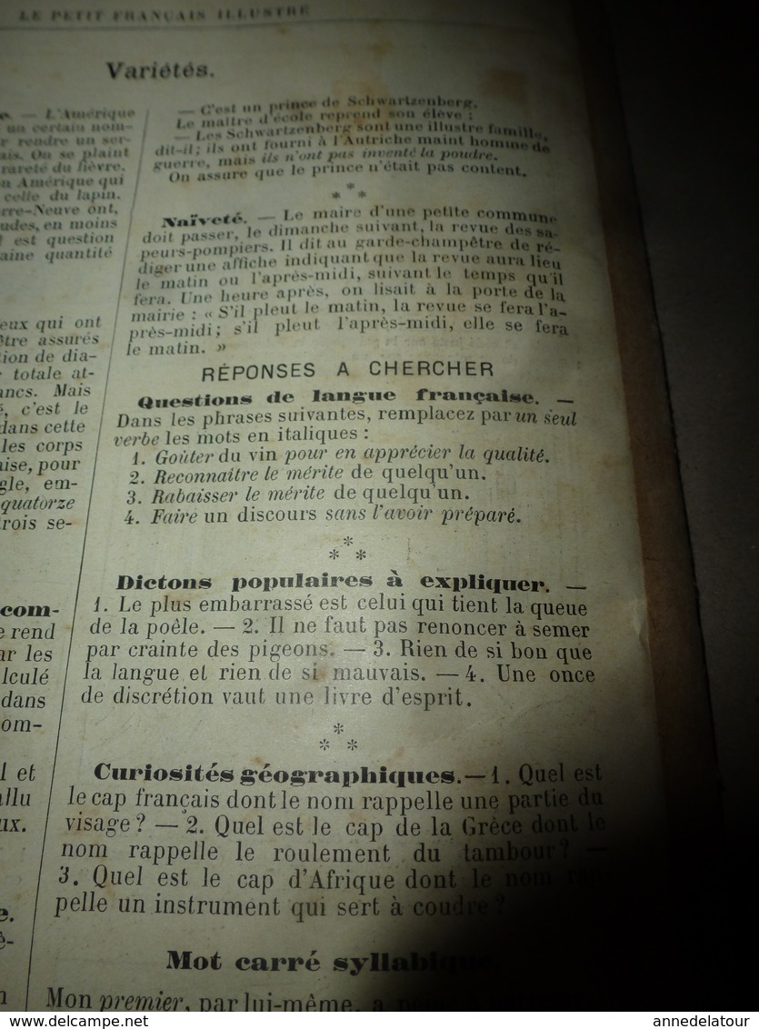 1890 Le Petit Français illustré:Ecole Diderot; Les jeux de PLAIN-AIR; Le lièvre d'Amérique; Pompéï ;etc