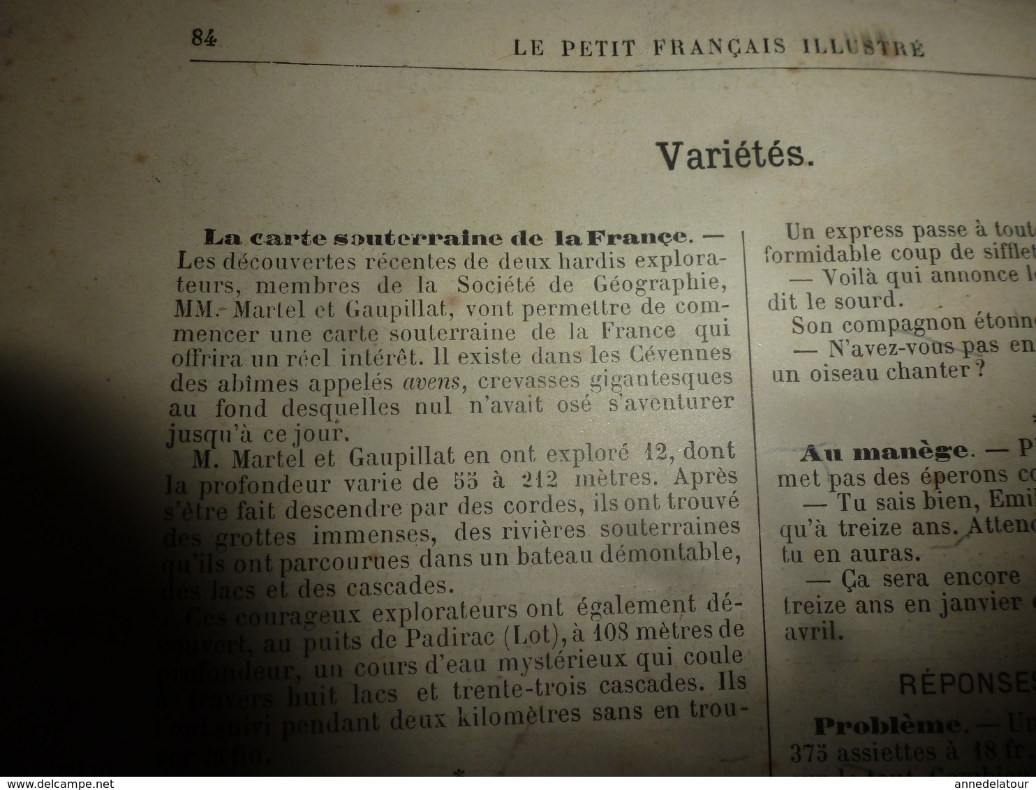 1890 Le Petit Français illustré:BD; La carte souterraine de la France;Naples (Napoli) et Vésuve;Pont de l'Amou-Daria;etc