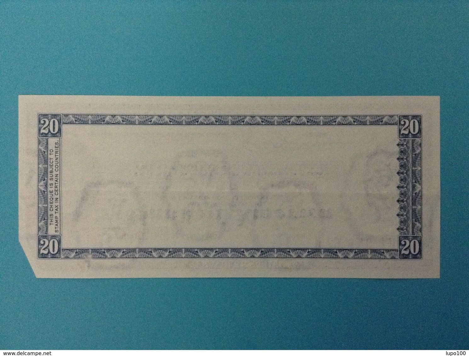 BANK OF AMERICA 20 DOLLARS TRAVELERS CHEQUE SPECIMEN  B OF A TWENTY DOLLARS - Altri & Non Classificati