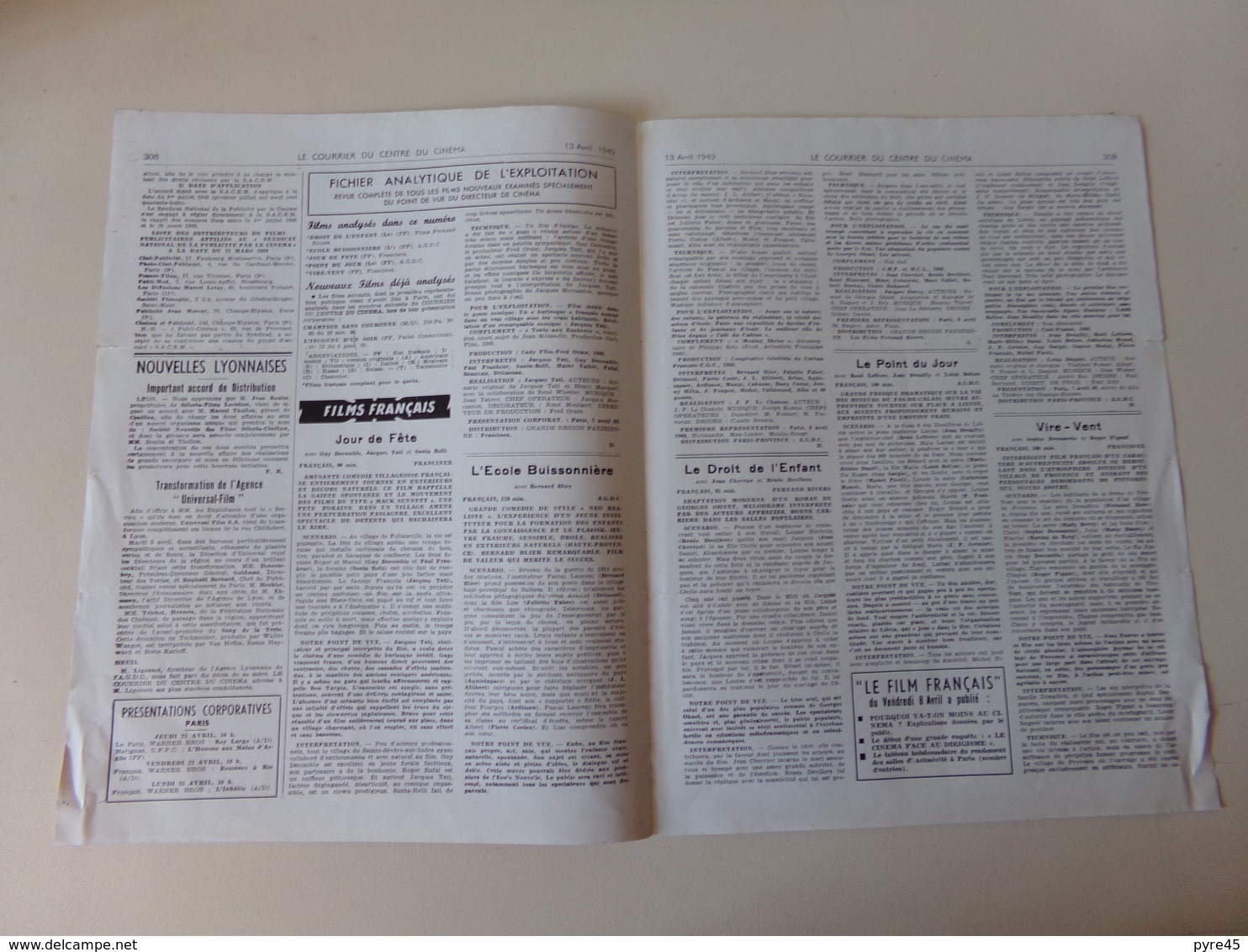 Magazine " Le Courrier Du Centre Du Cinéma " N° 87 Avril 1949 - Magazines