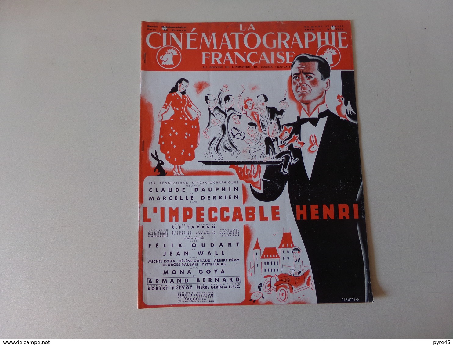 Magazine " La Cinématographie Française " N° 1255 Avril 1948, " L'impeccable Henri " Avec Claude Dauphin - Magazines