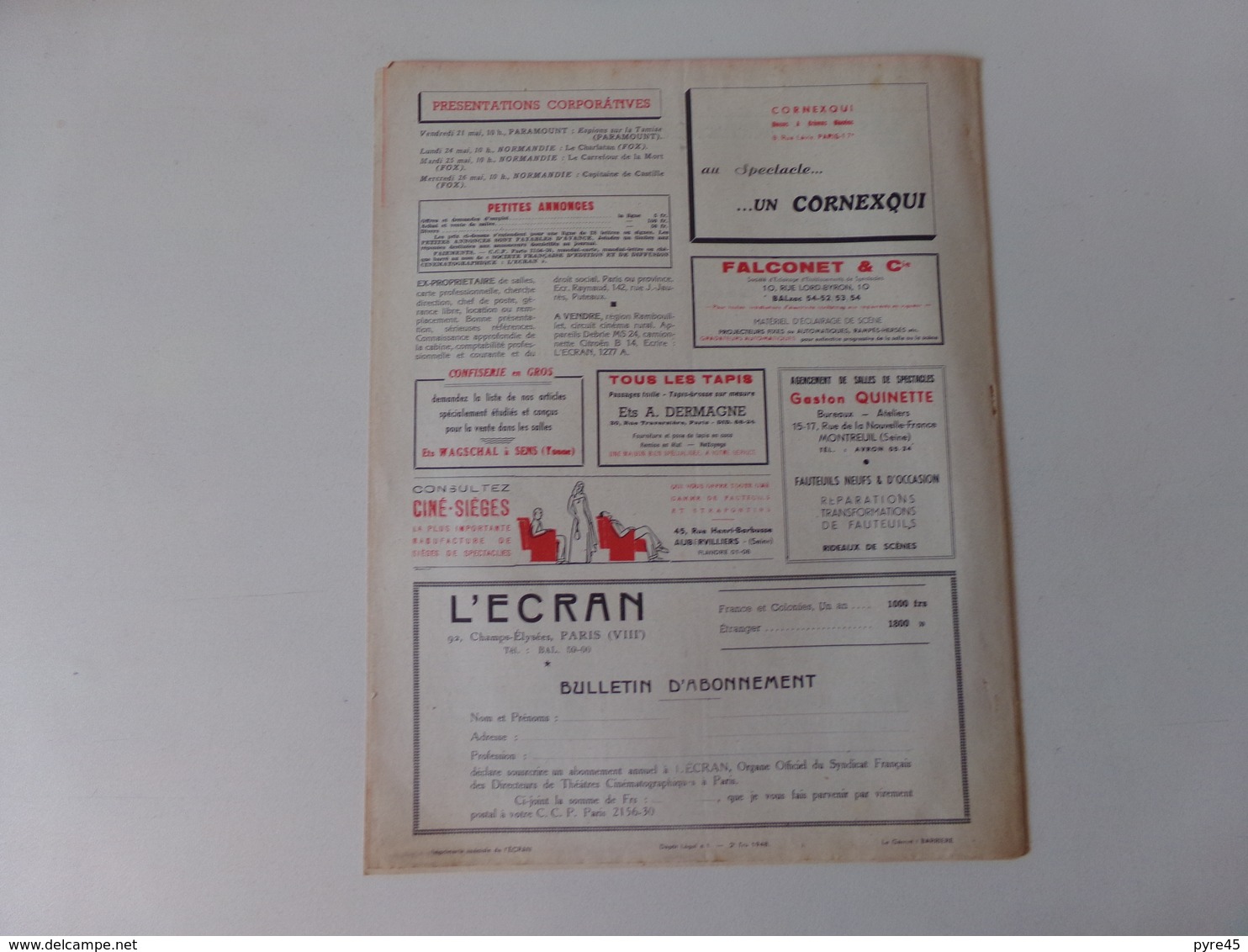 Magazine " L'écran " N° 1277 Mai 1948 - Magazines