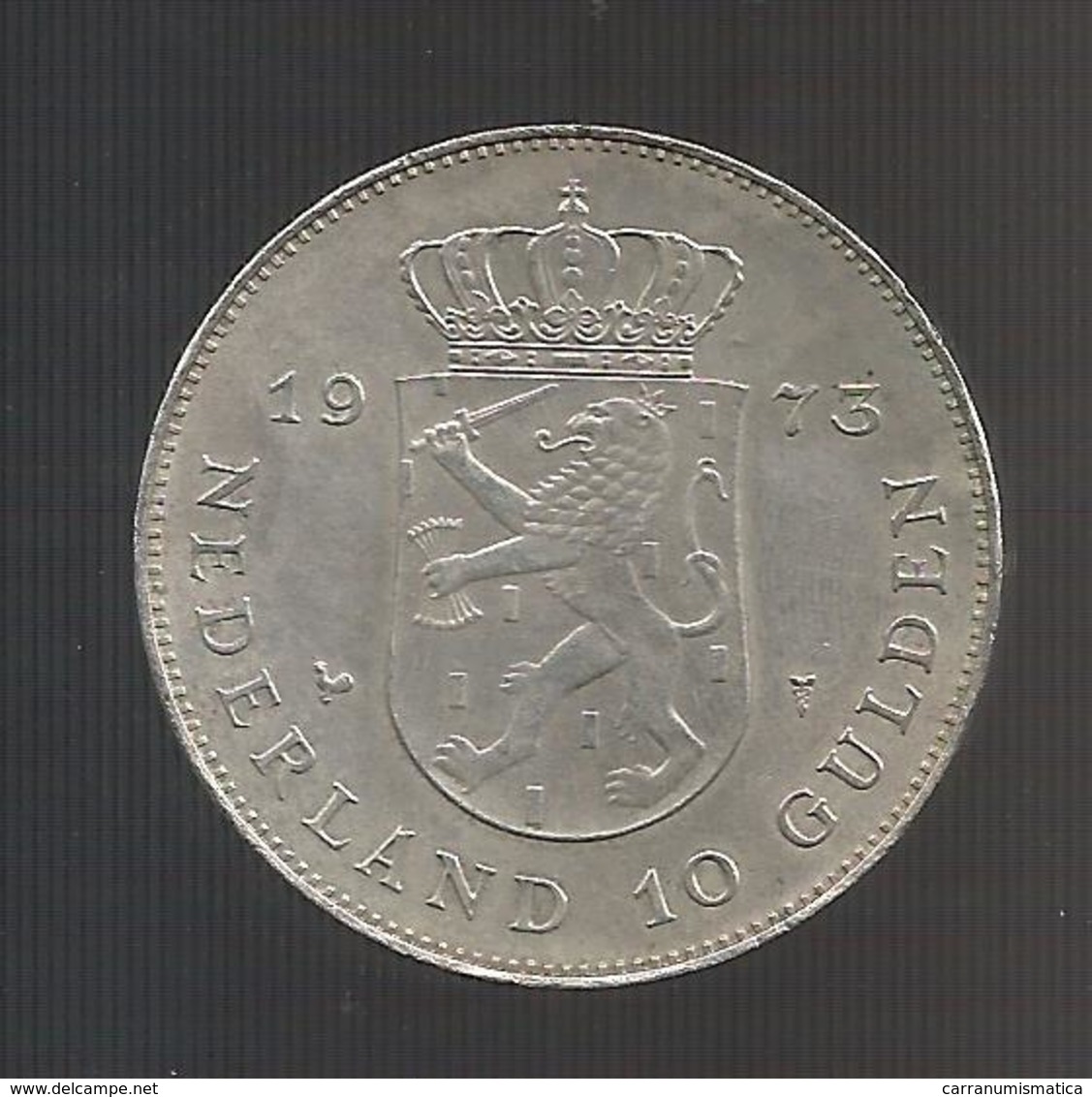 NETHERLANDS / OLANDA - JULIANA - 10 GULDEN (1973) AG - SILVER - 1948-1980 : Juliana