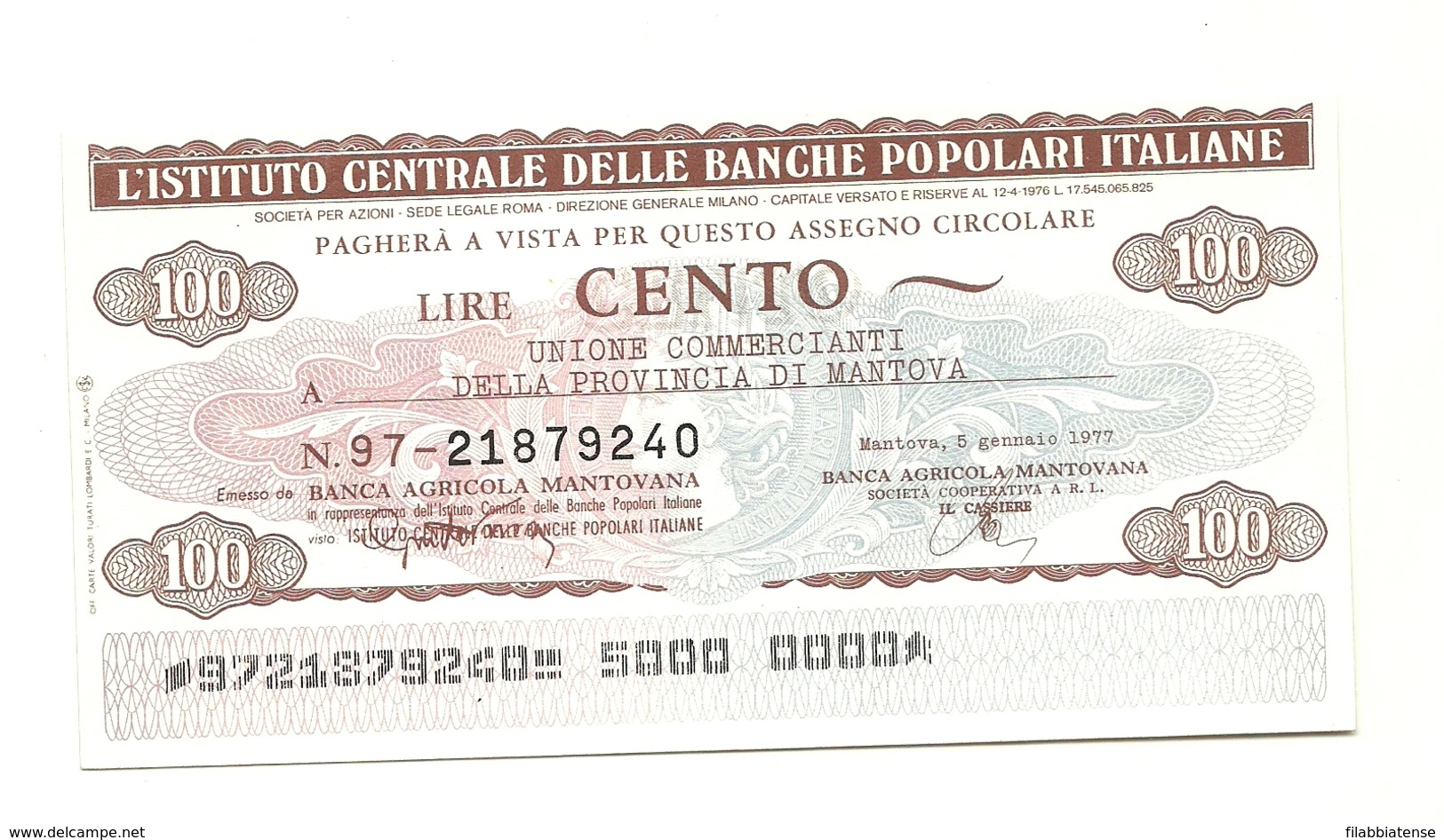 1976 - Italia - Istituto Centrale Delle Banche Popolari Italiane - Associazione Commercianti Bologna, - [10] Assegni E Miniassegni