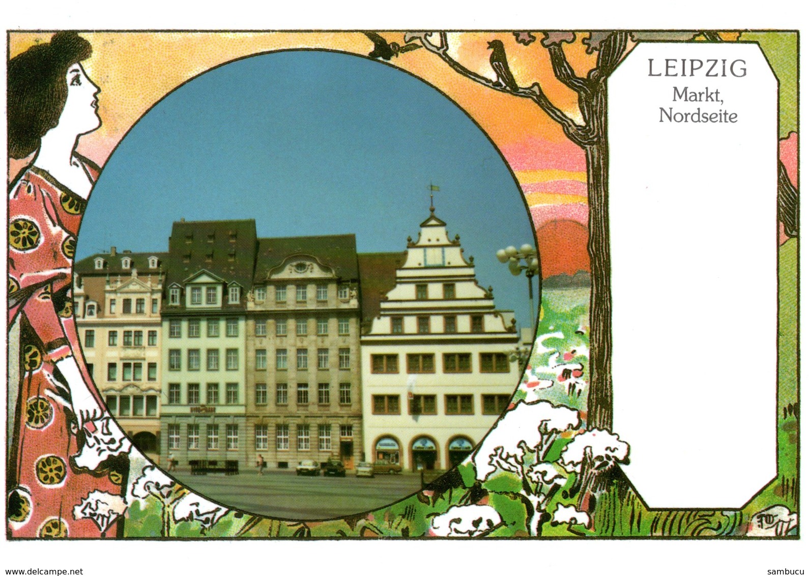 Leipzig - Markt Nordseite 1990 Künstlerkarte - Leipzig