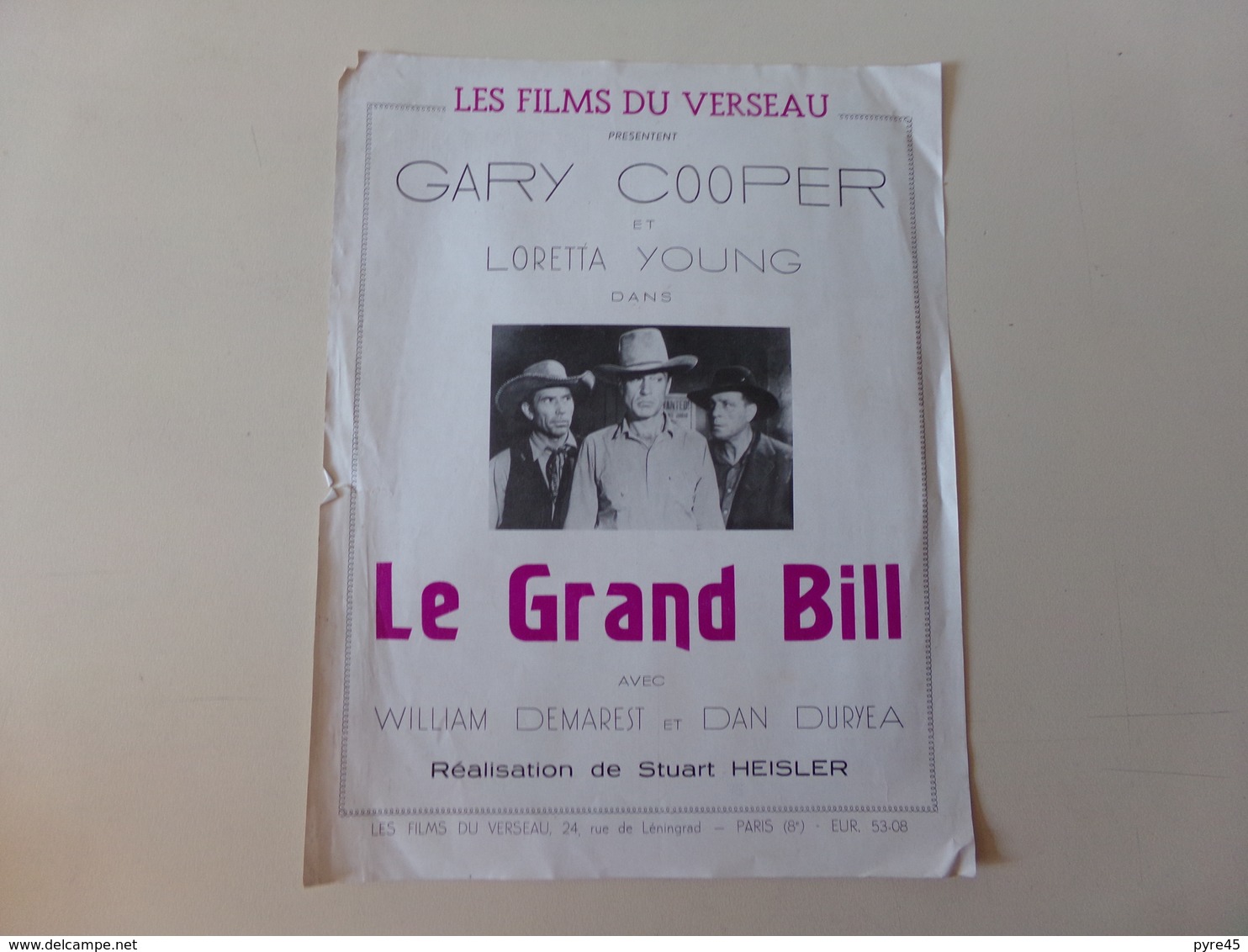 Publicitaire " Le Grand Bill " Avec Gary Cooper ( Déchirure, Manque ) - Cinema Advertisement